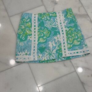 Lilly Pulitzer Teal and White Floral Mini Skort